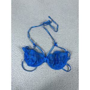 Fredericks Of Hollywood Seduction Womens Size M Blue Lace Sheer Underwire Bra